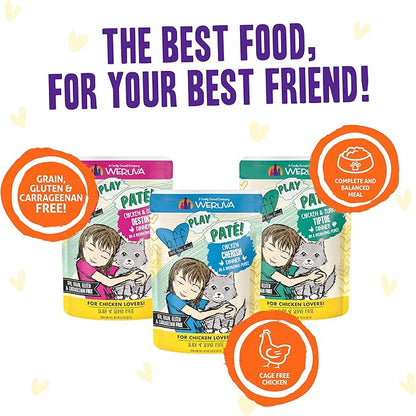 Weruva B.F.F. Play - Best Feline Friend Paté Lovers, Aw Yeah!, Paté Soiree! Variety Pack, 3oz Pouch (Pack of 12) - PAWPICO