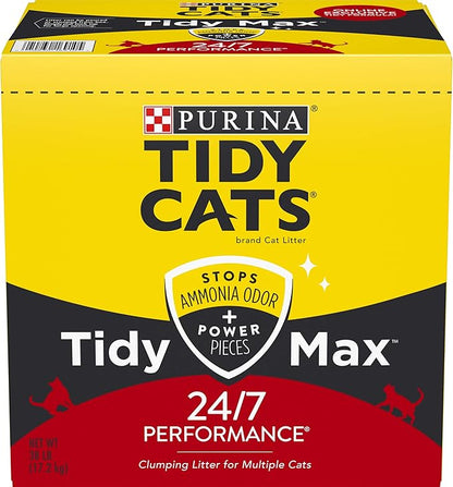 Purina Tidy Cats Clumping Cat Litter, Tidy Max 24/7 Performance Multi Cat Litter - 38 lb. Box - PAWPICO