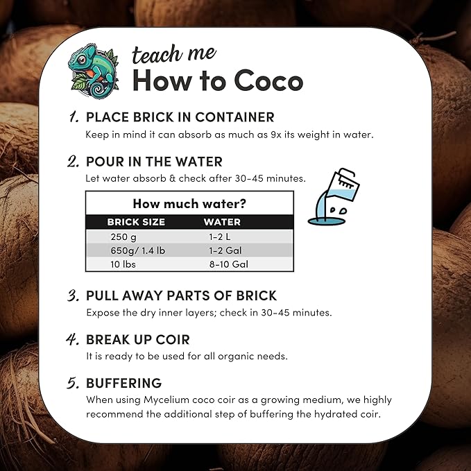 Mycelium Organic Coco Coir Brick 10lbs - Ideal for Mushroom Cultivation Mushroom Substrate - OMRI Certified, Expands with Water, Eco-Friendly Soil Alternative Mycelium