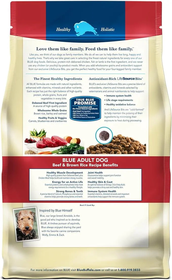 Blue Buffalo Life Protection Formula Adult Dry Dog Food, Helps Build and Maintain Strong Muscles, Made with Natural Ingredients, Beef & Brown Rice Recipe, 30-lb. Bag - PAWPICO