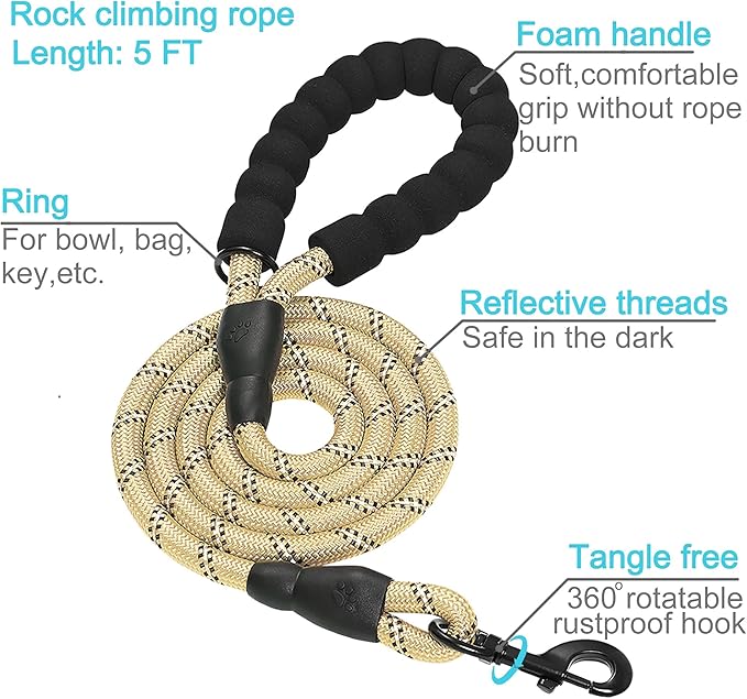 haapaw 2 Packs Martingale Dog Collar with Quick Release Buckle Reflective Dog Training Collars for Small Medium Large Dogs (Collar+Leash, L Neck 17"-21", Beige, 1+1 Packs) haapaw