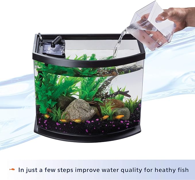 Aqueon LED MiniBow Small Aquarium Fish Tank Kit with SmartClean Technology, Black, 5 Gallon Aqueon