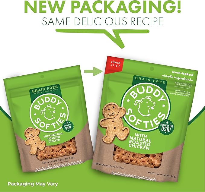 Buddy Biscuit Softies 5 oz Pouch, Soft & Chewy, Natural Roasted Chicken Flavor Dog Treats, Oven Baked in the USA - PAWPICO