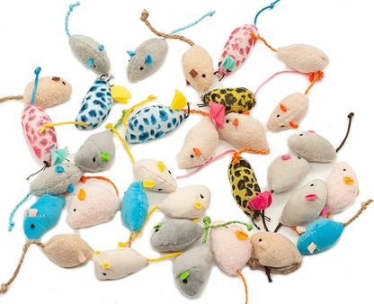 Fashion's Talk Mouse Catnip Cat Toys Soft Plush Catnip Mice Assorted Style Catnip Cat Toys Variety Pack 32 Count - PAWPICO