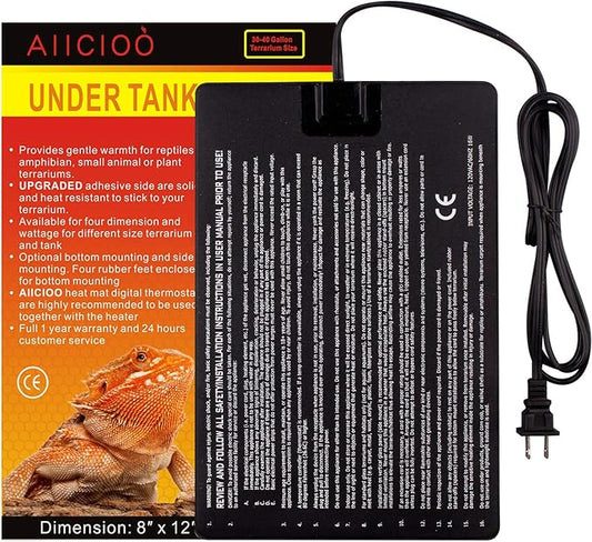 Aiicioo Reptile Heating Pad - Hermit Crab Heater Heat Mat for Reptiles Snake Lizard Terrarium 16 Watt AIICIOO