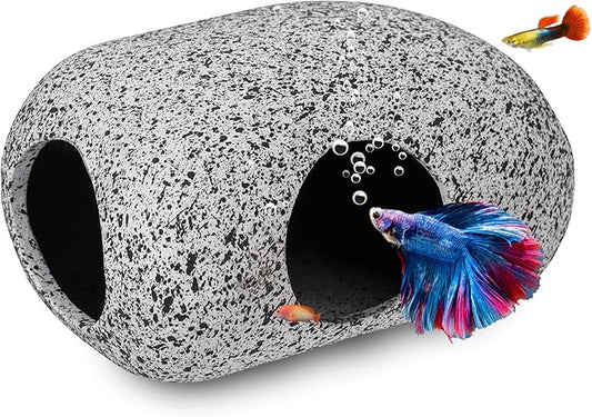 Aquarium Decorations Cave Fish Tank Accessories Rock Decor for Shrimp Cichlid Hiding Breeding Small Fish Bowl Hide Decoration Betta Toys Hideout Stones House（Small） Ameliade