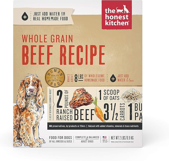 The Honest Kitchen Dehydrated Whole Grain Beef Dog Food, 2 lb Box - PAWPICO