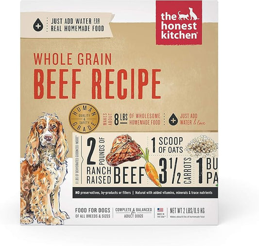 The Honest Kitchen Dehydrated Whole Grain Beef Dog Food, 2 lb Box - PAWPICO