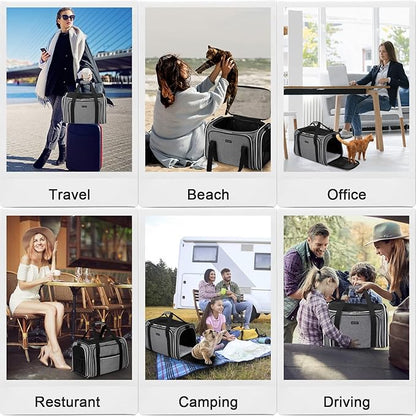 BAGLHER Cat Carrier Bag,Airline Approved Pet Carrier Soft Side Pet Travel 5 Sides Open Doors 3 Sides Expandable Foldable Dog Carrier with Fleece Pad - PAWPICO