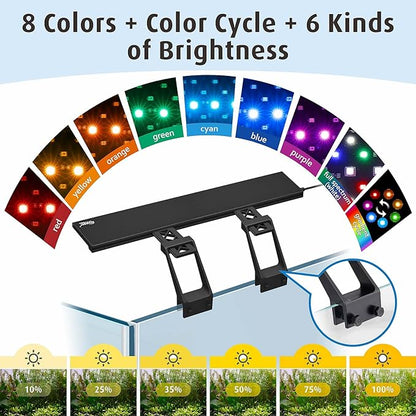 hygger Clip On Full Spectrum Aquarium LED Light, 42W Day-Night Dual Timer Sunrise-Day-Sunset-Moon Fish Tank Light, Adjustable Timer Brightness with 9 Colors for Planted Tank hygger