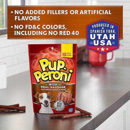 Pup-Peroni Dog Treats, Real Sausage with Maplewood Smoke Flavor, 5.6 Ounce (Pack of 8), Made with Real Beef - PAWPICO