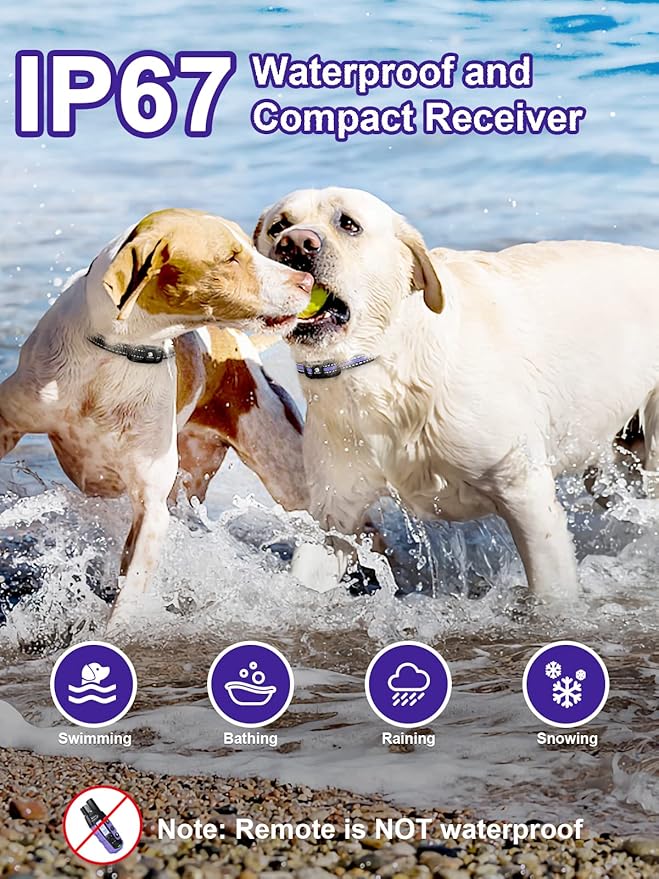 BOUSNIC Dog Shock Collar 2 Dogs (5-120Lbs) - 3300 ft Waterproof Training Collar for Dogs Large Medium Small with Rechargeable Remote, Beep (1-8) Vibration (1-16) and Humane Shock (1-99) Modes - PAWPICO