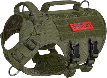 OneTigris Tactical Dog Harness for Small Dog, No Pull Small Dog Vest Harness Breathable Military Dog Molle Vests with Handles, Harness for Walking Hiking Training (Green, XS) OneTigris