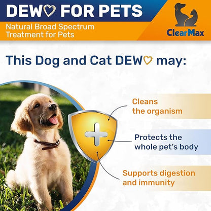 Dewo for Dogs ◆ Cat Dewo ◆ Puppy Dewo ◆ Kitten Dewo ◆ Natural Broad Spectrum Cleanser for Pets ◆ Liquid Dewo for Dogs and Cats ◆ Pet Dewo ◆ Digestive Cleanser ◆ 2 Oz ClearMax