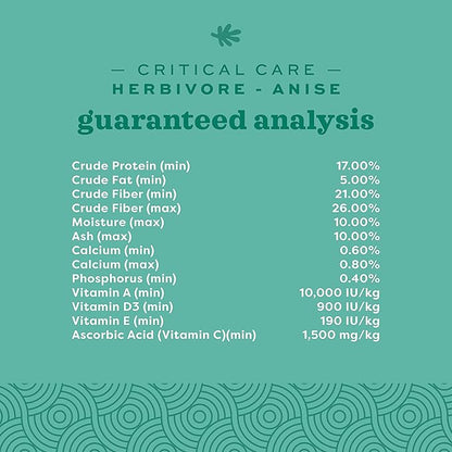 Oxbow Critical Care Herbivore - Nutritionally Complete Feeding Assist Formula for Small Animals & Pets - Critical Care Herbivore Anise (454g) OxbowAnimalHealth