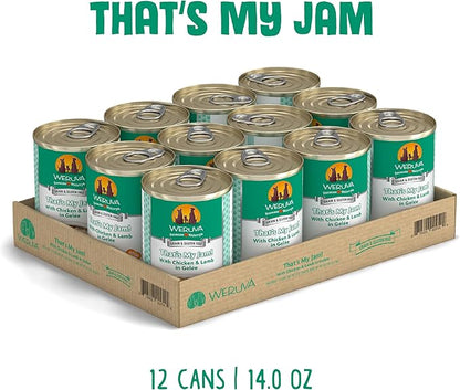 Weruva Classic Dog Food, That's My Jam! with Chicken & Lamb in Gelée, 14oz Can (Pack of 12), Green - PAWPICO