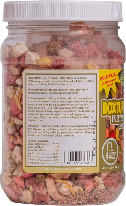 Box Turtle Food Instant Meal for Reptiles - Nutritious Turtle Food, Tortoise Habitat Accessories, Tortoise Food - Made in USA, Quick Prep - 5.07 oz (145g) HealthyHerp