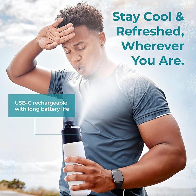 ExtremeMIST - GoMist Misting & Drinking Bottle - Personal Mister - Cooling Water Bottle with Easy-Drink Spout - Stainless-Steel Double Wall Insulation - Portable Mist Bottle - Polar White, 25 oz/750ml ExtremeMist