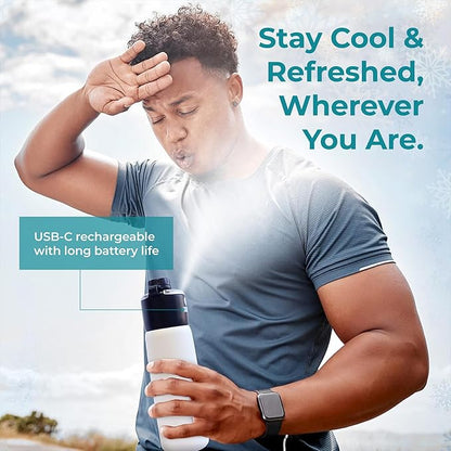 ExtremeMIST - GoMist Misting & Drinking Bottle - Personal Mister - Cooling Water Bottle with Easy-Drink Spout - Stainless-Steel Double Wall Insulation - Portable Mist Bottle - Polar White, 25 oz/750ml ExtremeMist