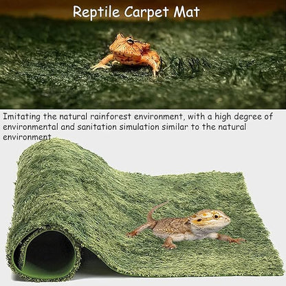 kathson 2 PCS Reptile Carpet Mat Terrarium Bedding Substrate Liner Mat Imitation Rainforest Crawler Mats for Snakes Bearded Dragon Gecko Chameleon Turtles Iguana（23.62 X 15.74 in） kathson