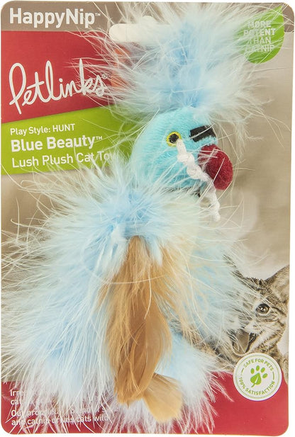Petlinks HappyNip Blue Beauty Plush Cat Toy, Contains Silvervine & Catnip - Blue, One Size - PAWPICO