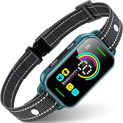 DINJOO Bark Collar, Dog Bark Collar for Large Medium Small Dogs,Smart Bark Collar,Rechargeable Anti Barking Training Collar with 8 Adjustable Sensitivity,Bark Collar with Beep (Blue) DINJOO