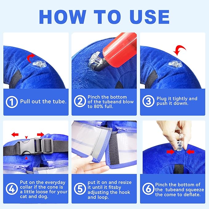 Dog Cone Collar, Inflatable Dog Cone After Surgery for Small Medium Large Dogs, Soft Dog Cone of Alternative with Enhanced Anti-Licking Guard Shield for Pets (Blue, M (Neck: 9"-12")) RoyalClaws