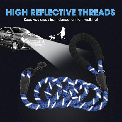BAAPET 2/4/5/6 FT Dog Leash with Comfortable Padded Handle and Highly Reflective Threads for Small Medium and Large Dogs (6FT-1/2'', Navy Blue) BAAPET