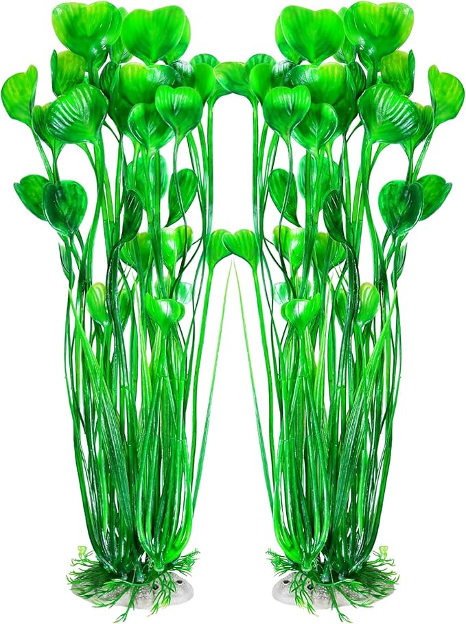 AQUANEAT Artificial Aquarium Plants, Fish Tank Plants Plastic, Aquarium Decor Large, 15.5 inch Green Fish Tank Decorations, 2pcs Aquaneat