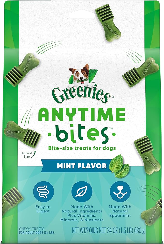 GREENIES ANYTIME BITES Dog Treats, Mint Flavor, 24 oz. bag - PAWPICO