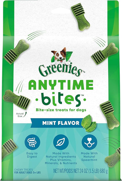 GREENIES ANYTIME BITES Dog Treats, Mint Flavor, 24 oz. bag - PAWPICO