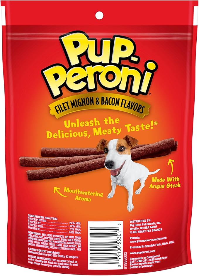 Pup-Peroni Dog Treats, Filet Mignon & Bacon Flavors, 5.6 Ounce (Pack of 8), Made with Real Steak - PAWPICO