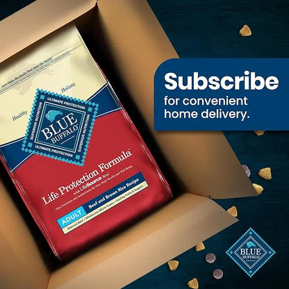 Blue Buffalo Life Protection Formula Adult Dry Dog Food, Helps Build and Maintain Strong Muscles, Made with Natural Ingredients, Beef & Brown Rice Recipe, 34-lb. Bag - PAWPICO