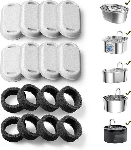 PETLIBRO 8 Packs Replacement Filters for Stainless Steel Cat Water Fountain PLWF003 & PLWF006, 4 Months Set of Replacement Filters fot Pet Water Fountain Stainless Steel - PAWPICO