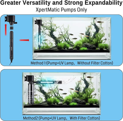 Sainsmart XpertMatic Aquarium Clean Light, High-Efficiency Fish Tank Clean Light with Timer, Submersible Light for 40-528 Gallon Fish Tank and Aquariums SainSmart