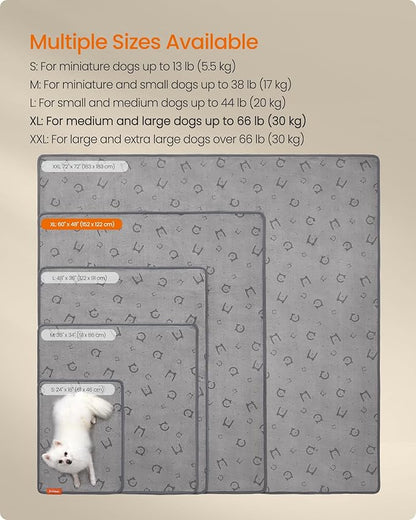 Feandrea Washable Pee Pads for Dogs, 2 Pack, Reusable Dog Pads, 60 x 48 Inches, XL, Waterproof Pet Training Pads, Leakproof, Non-Slip, Super Absorbent, for Dogs, Cats, Rabbits, Dove Gray UPTD004G01 - PAWPICO