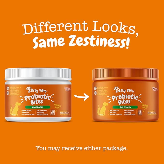 Zesty Paws Probiotics for Dogs - Digestive Enzymes for Gut Flora, Digestive Health, Diarrhea & Bowel Support - Clinically Studied DE111 - Dog Supplement Soft Chew for Pet Immune System - 50 Count ZestyPaws