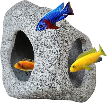 Aquarium Hideaway Rock Cave for Aquatic Pets to Breed, Play and Rest, Safe and Non-Toxic Ceramic Fish Tank Ornaments, Decor Stone for Betta SpringSmart--Focusonprovidinghighqualityaquariumdecorations