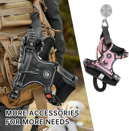 NESTROAD No Pull Dog Harness,Adjustable Oxford Dog Vest Harness with Leash,Reflective No-Choke Pet Harness with Easy Control Soft Handle for Small Dogs(X-Small,Pink) NESTROAD