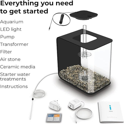 biOrb Flow 30 Acrylic 8-Gallon Aquarium with White LED Lights Modern Tank for Tabletop Display, Black biOrb