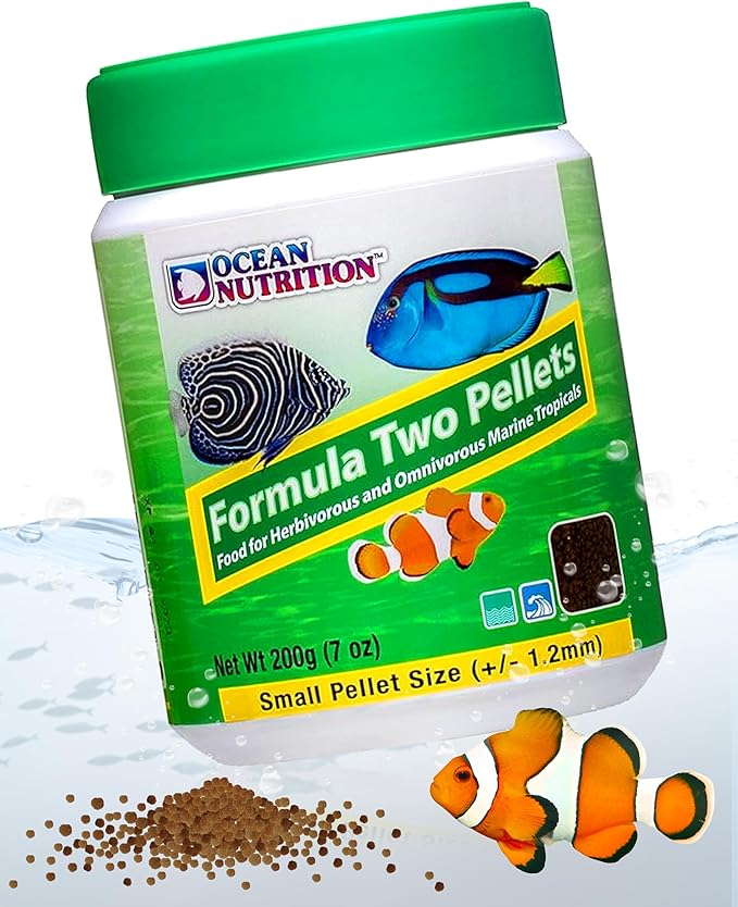 Ocean Nutrition Formula Two Pellets - Fish Food for Herbivorous & Omnivorous Marine Tropical Fish, High Protein(40%) - 7 oz (200 g) Small Pellets OceanNutrition