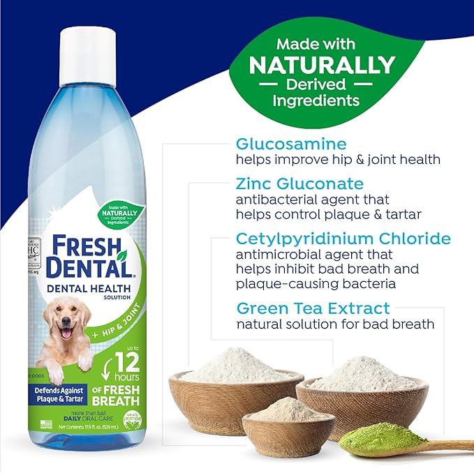 Naturel Promise Fresh Dental Hip & Joint Water Additive Dog Breath Freshener for Dogs, 17.9oz Bottle NaturelPromise