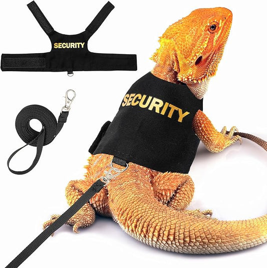 Bearded Dragon Harness and Leash Set - Escape Proof Adjustable Lizard Reptiles Harness with 5 ft Short Leash for Walking Outdoor tukoaw