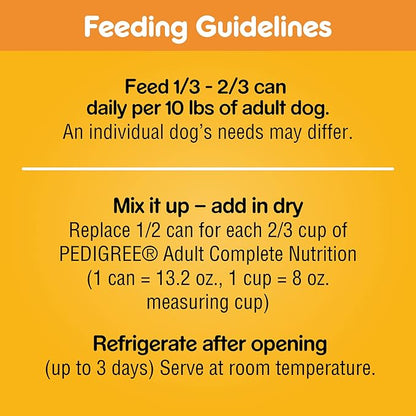 PEDIGREE CHOPPED GROUND DINNER Adult Canned Soft Wet Dog Food, Filet Mignon & Bacon Flavor, 13.2 oz. Cans (Pack of 12) - PAWPICO