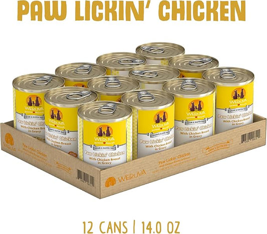 Weruva Classic Dog Food, Paw Lickin’ Chicken with Chicken Breast in Gravy, 14oz Can (Pack of 12) - PAWPICO