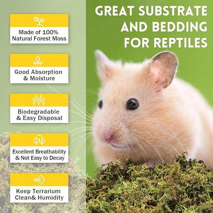 Riare 2.6LB Premium Sphagnum Moss for Reptiles- 100QT Natural Live Moss Reptile Moss Bedding for Terrarium, Hatching, Forest Sphagnum Moss Reptile Substrate for Snakes, Gecko, Turtles, Frogs, Leopard Riare