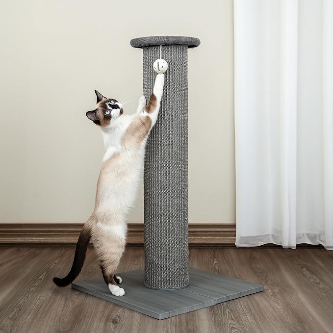 Kitty City Sisal Post Scratcher, Sisal Post (Gray) - PAWPICO