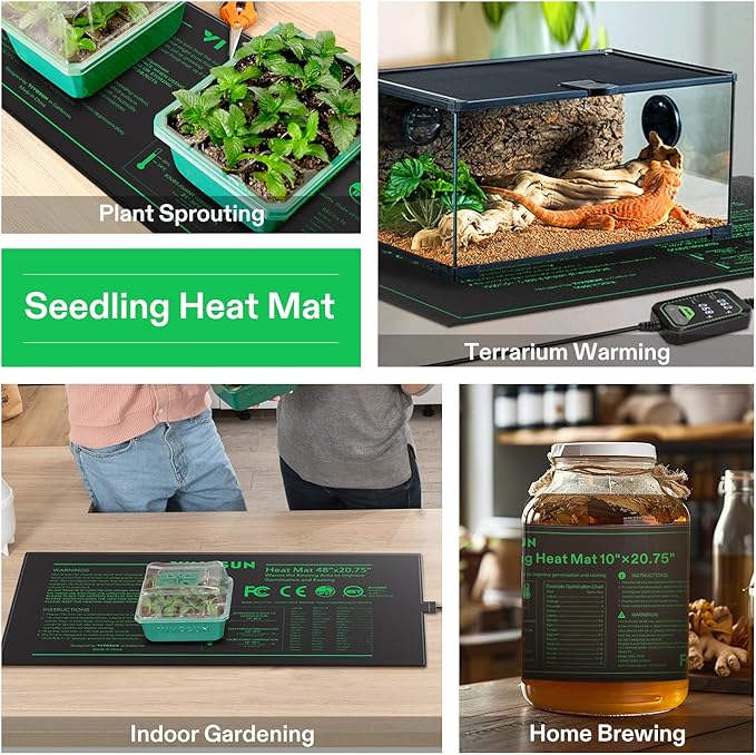 VIVOSUN 48"x20.75" Seedling Heat Mat with Built-in Temperature Controller, UL & MET-Certified Waterproof Plant Heating Pad for Germination, Hydroponics, Brewing, Breeding, and Greenhouses VIVOSUN