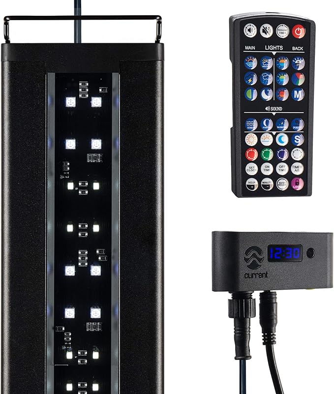Current USA 24-36" Inch Satellite Freshwater LED Plus Full Spectrum RGB+W Light for Aquariums | Wireless 24 Hour Remote Control Fish Tank Lighting (4506) Current+USA