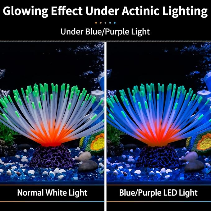 Uniclife Aquarium Imitative Green Sea Urchin Ball Artificial Silicone Ornament with Glowing Effect for Fish Tank Landscape Decoration UnicLife